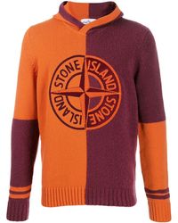 Stone Island Kapuzenpullover mit Logo-Stickerei - Orange