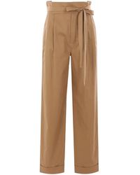 Saint Laurent - Belted Pleated Straight Leg Pants - Lyst