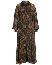 Etro - Paisley-Print Belted Midi Shirt Dress - Lyst