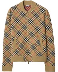Burberry - Check Zip-Up Cardigan - Lyst