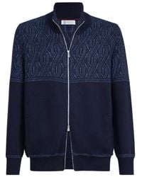 Brunello Cucinelli - Jacquard Cable Cotton Cardigan - Lyst