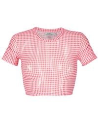 Amir Slama - Gingham-Check Pattern Crop T-Shirt - Lyst