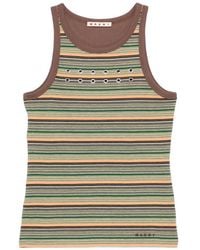 Marni - Eyelet-Embellished Striped Tank Top - Lyst