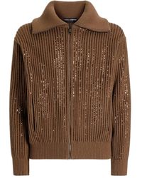 Dolce & Gabbana - Zip-Up Ribbed Cardigan - Lyst