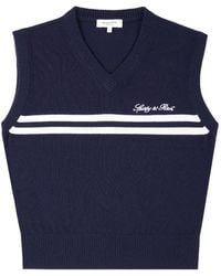 Sporty & Rich - Signature Logo-Embroidered Striped Cotton Vest - Lyst
