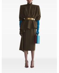 Mugler - Kaki Peplum Blouse - Lyst