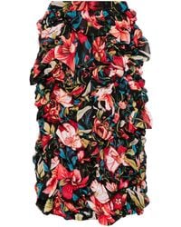 Comme des Garçons - Midi Skirt With Ruffles And Floral Print - Lyst