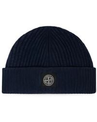 Stone Island - Ribbed-Knit Logo-Patch Beanie Hat - Lyst