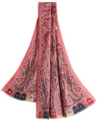 Etro - Wool And Silk Scarf With Placed Print - Lyst