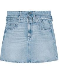 Ganni - Jeansrock mit Gürtel - Lyst
