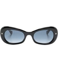 DSquared² - Logo-plaque Oval-frame Sunglasses - Lyst