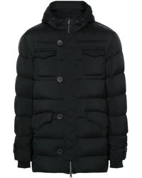 Herno - Cappotto imbottito nero con cappuccio - Lyst