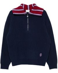 Drole de Monsieur - Striped-Collar Quarter-Zip Sweater - Lyst