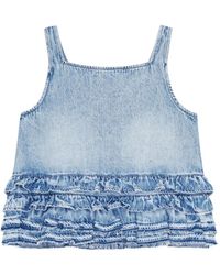 Ganni - ラッフル デニムトップ - Lyst