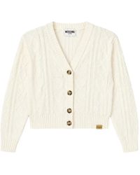 Moschino - Cable-Knit V-Neck Cardigan - Lyst