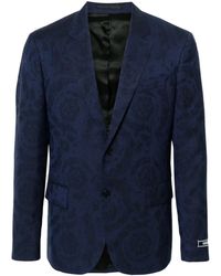 Versace Allover Jacquard Single-breasted Blazer in Black for