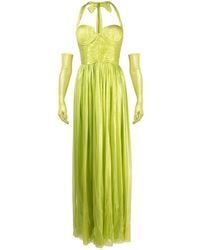 Jean Louis Sabaji - Ruched-Detail Halterneck Maxi Dress - Lyst