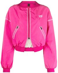 Tom Ford - Logo-Print Cropped Bomber Jacket - Lyst