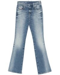 DIESEL - Faded Denim Jeans With Flared Silhouette - Lyst