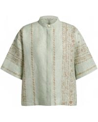 Alberta Ferretti - Floral-Print Short-Sleeve Blouse - Lyst