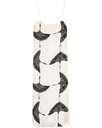 Khaite - Cream White Bird Print Midi Dress - Lyst