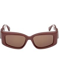 Max Mara Eyewear - Logo-Plaque Rectangle-Frame Sunglasses - Lyst