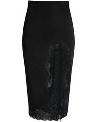 Balmain - Knit Midi Skirt With Lace - Lyst