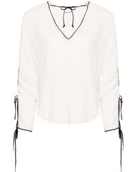 ..,merci - Contrasting-trim Tied Blouse - Lyst