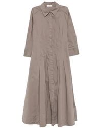 Panicale - Pleated Mini Shirt Dress - Lyst