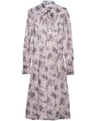 Prada - Bedrucktes Kleid Aus Chiffon - Lyst
