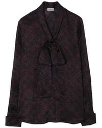 Burberry - Geruite Blouse Met Sjaal Van Zijdeblend - Lyst