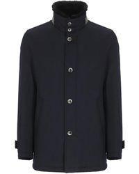 Herno - Structured Virgin Wool Coat With Plush Fur Collar - Lyst