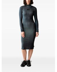 EA7 - Ribbed Logo-Patch Midi Dress - Lyst