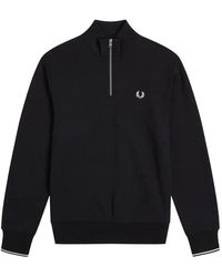 Fred Perry - Logo-Embroidered Quarter-Zip Sweatshirt - Lyst