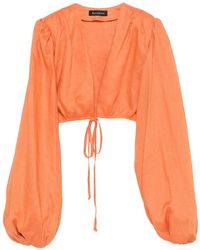 ACTUALEE - Tie-Fastening Puff-Sleeve Top - Lyst