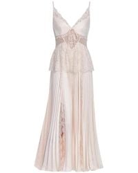 Self-Portrait - Lace-Detail Pleated Midi Dress - Lyst