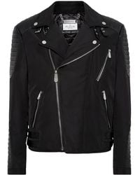 Philipp Plein - Padded-Detail Leather Biker Jacket - Lyst