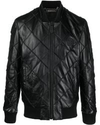 Philipp Plein - Quilted Leather Bomber Jacket - Lyst