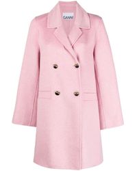Ganni - Notched-lapels Double-breasted Coat - Lyst