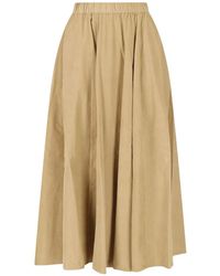 Aspesi - Cotton Pleated Maxi Skirt - Lyst