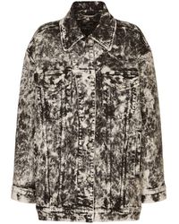Dolce & Gabbana - Marbled-print Denim Jacket - Lyst