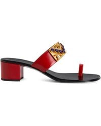 Giuseppe Zanotti - Rhinestone-Embellished Block-Heel Sandals - Lyst