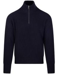 Diana Studio - Trucker Ribbed-Knit Half-Zip Sweater - Lyst