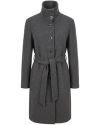 Pinko - Wool-Blend Coat With High Neck And Belt - Lyst