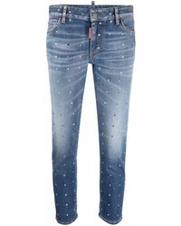 DSquared² - Crystal-embellished Cropped Jeans - Lyst