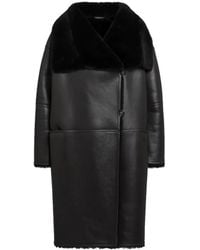 TOTEME - Shearling Wrap Coat Dark - Lyst