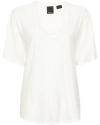 Pinko - T-shirt en lin à encolure ronde - Lyst