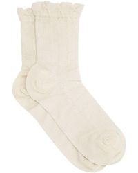 Ganni - Ruffle-trim Organic-cotton Socks - Lyst