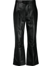 Saint Laurent - Pleat-detail Leather Trousers - Lyst