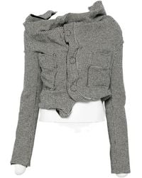 Junya Watanabe - Houndstooth-Pattern Draped-Design Jacket - Lyst